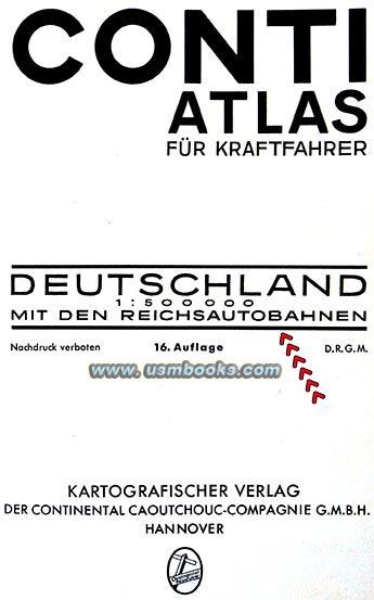 Conti Atlas fr Kraftfahrer Deutschland mit den Reichsautobahnen