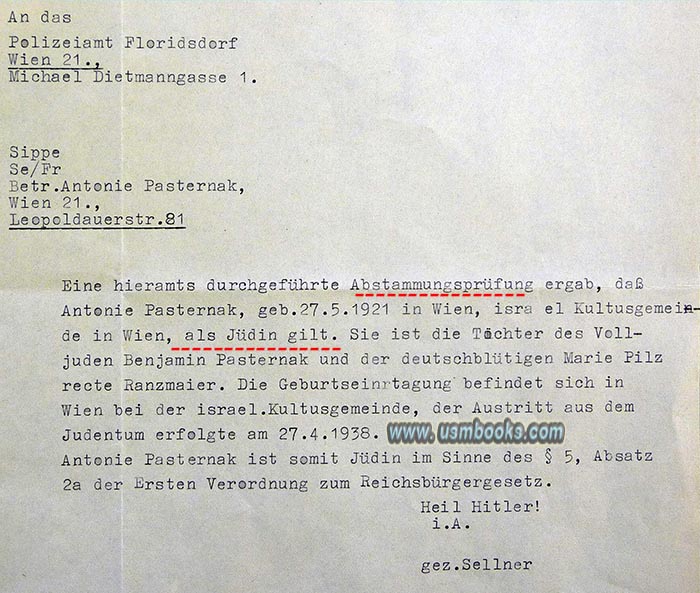 Antonie Pasternak, her father Benjamin Pasternak are Juden